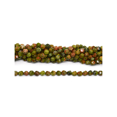 Unakite fac.diamond cut 8mm str 44 beads