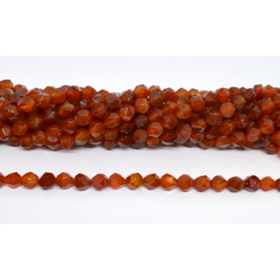 Carnelian faceted diamond cut 8mm strand 46 beads
