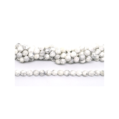 Howlite fac.diamond cut 10mm str 38 beads