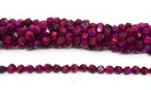 Tiger Eye Fuschia dyed fac.diamond cut 8mm str 44 beads-beads incl pearls-Beadthemup