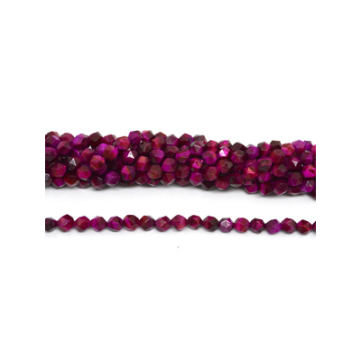 Tiger Eye Fuschia dyed fac.diamond cut 8mm str 44 beads