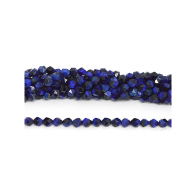 Tiger Eye Blue dyed fac.diamond cut 8mm str 44 beads