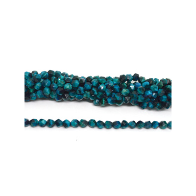 Tiger Eye Aqua dyed fac.diamond cut 8mm str 44 beads