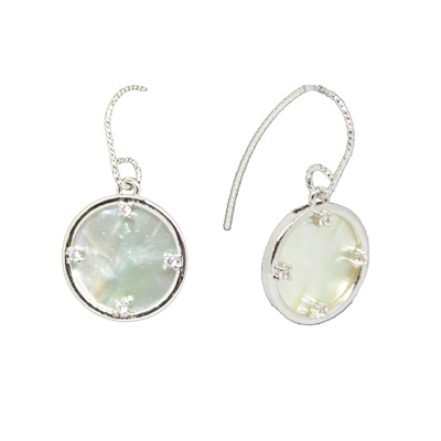 Sundial Mother of Pearl and CZ Silver Earrings