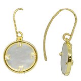 Sundial Mother of Pearl and CZ gold Earrings-jewellery-Beadthemup