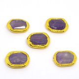 Amethyst app.23x17mm Bezel edge stone EACH -beads incl pearls-Beadthemup