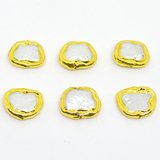 Fresh Water Pearl app.10x18mm Bezel edge EACH-beads incl pearls-Beadthemup