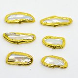 Fresh Water Biwa Pearl app.12x28mm Bezel edge EACH-beads incl pearls-Beadthemup