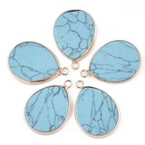 Synthetic Turquoise Pendants 30.5x21mm EACH-beads incl pearls-Beadthemup