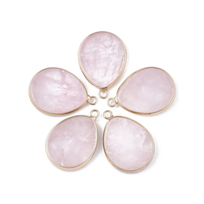 Rose Quartz Pendants 30.5x21mm EACH