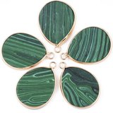 Synthetic Malachite Pendants 30.5x21mm EACH-beads incl pearls-Beadthemup