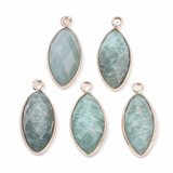 Amazonite Pendant Faceted 20x9x5mm EACH-beads incl pearls-Beadthemup