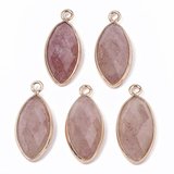 Strawberry Quartz Pendant Faceted 20x9x5mm EACH-beads incl pearls-Beadthemup