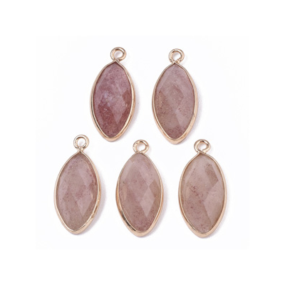 Strawberry Quartz Pendant Faceted 20x9x5mm EACH