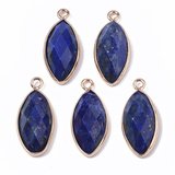 Lapis Lazuli Pendant Faceted 20x9x5mm EACH-beads incl pearls-Beadthemup