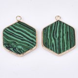 Synthetic Malachite Pendant 30x24mm EACH-beads incl pearls-Beadthemup