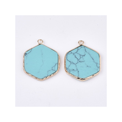 Synthetic Turquoise Pendant blue 30x24mm EACH