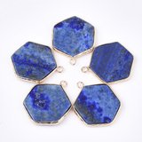 Lapis Lazuli Pendant 30x24mm EACH-beads incl pearls-Beadthemup
