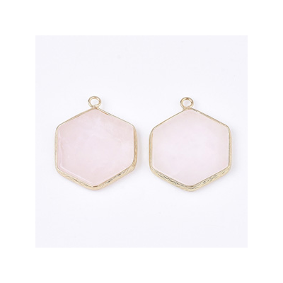 Rose Quartz Pendant 30x24mm EACH