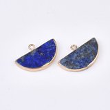 Lapis Lazuli Semi circle Pendants 18x27mm EACH-beads incl pearls-Beadthemup