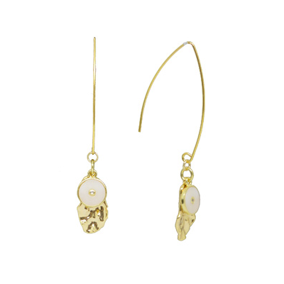 Mother of Pearl CZ long Drop Earrings