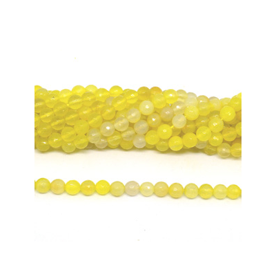 Agate Dyed Round Faceted 8mm Yellow beads per strand 41 b