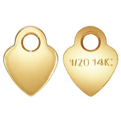 14k gold Filled Heart quality Tag 3.5mm 10 pack