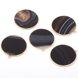 Black Banded Agate Pendant app 32x28mm -beads incl pearls-Beadthemup