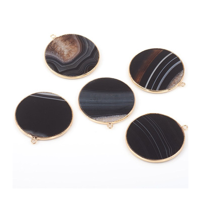 Black Banded Agate Pendant app 32x28mm 