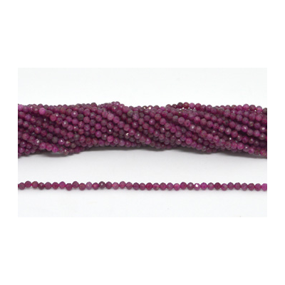 Ruby Heat treated  Fac.Round 3mm strand 129 beads