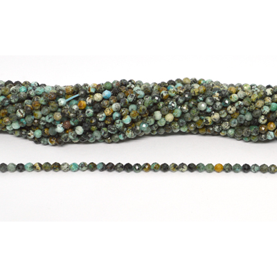 African Turquoise Faceted Round 3mm strand 105 beads