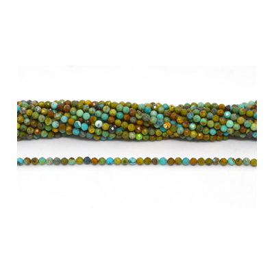 Turquoise Fac.Round 3mm strand 129 beads