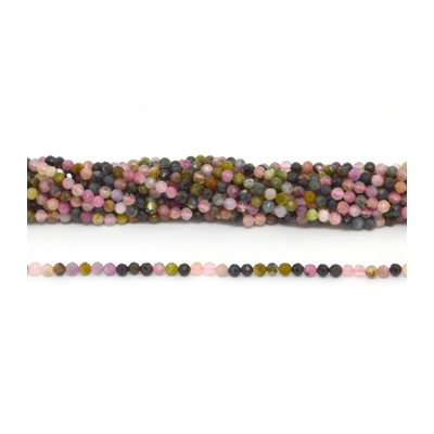 Tourmaline Fac.Round 3mm strand 129 beads