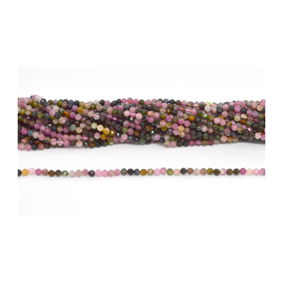 Tourmaline Fac.Round 4mm strand 97 beads