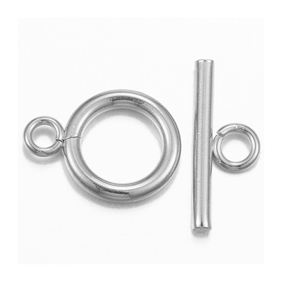 Stainless Steel Toggle 12mm ring silver colour 4 sets