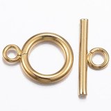 Stainless Steel Toggle 12mm ring gold colour 4 sets-findings-Beadthemup