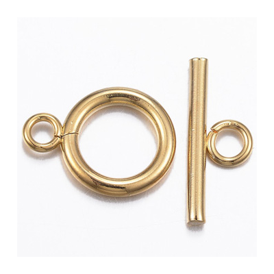 Stainless Steel Toggle 12mm ring gold colour 4 sets