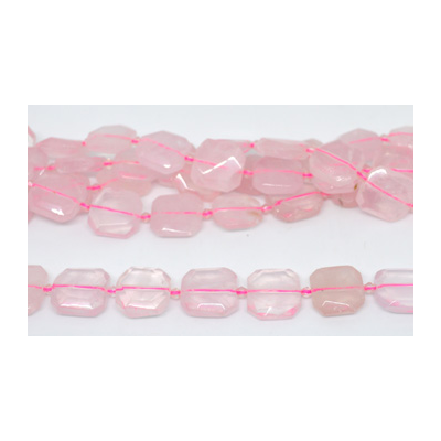 Rose Quartz Fac.flat Square 18x18mm strand 18 beads