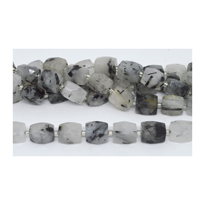 Tourmalinated Quartz Fac.Rectangle 16x12mm strand 21 beads