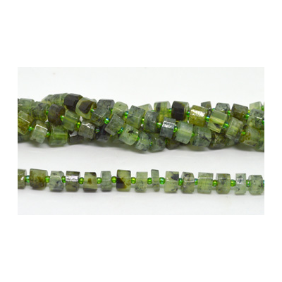 Prehnite Fac.Wheel 8x6mm strand app 45 beads