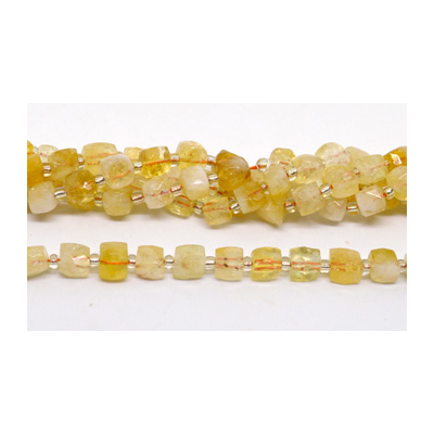 Citrine Fac.Cube 8mm Strand 36 beads