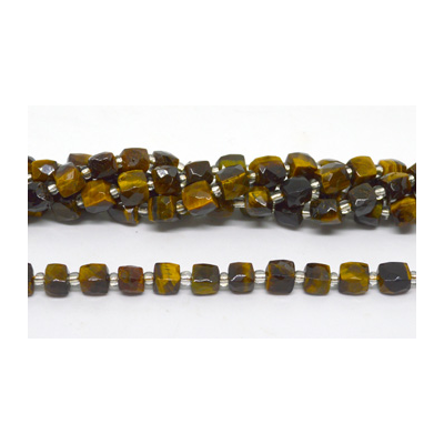 Tiger Eye Fac.Cube 8mm Strand 36 beads