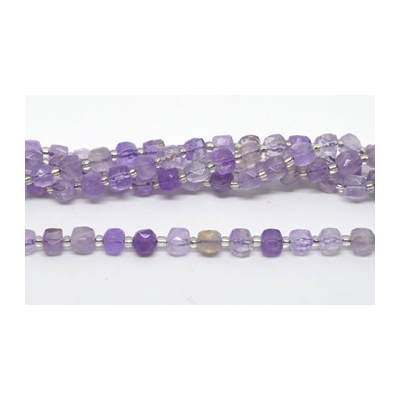 Amethyst Fac.Cube 8mm Strand 36 beads