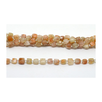 Golden  Sunstone Fac.Cube 8mm Strand 36 beads