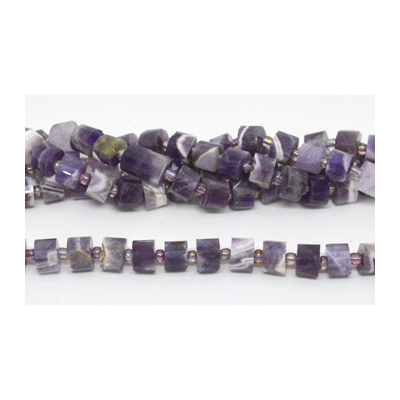 Chevron Amethyst Fac.Wheel 10x7mm strand app 38 beads