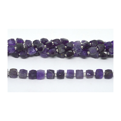 Amethyst Fac.Cube 10mm Strand 31 beads