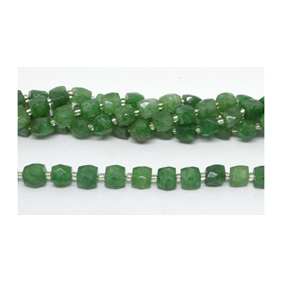 Green Ruby Quartz Fac.Cube 10mm Strand 31 beads