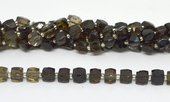 Smoky Quartz Fac.Cube 10mm Strand 31 beads-beads incl pearls-Beadthemup