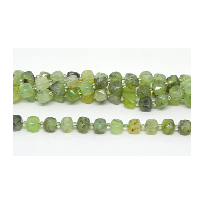 Prehnite Fac.Cube 10mm Strand 31 beads