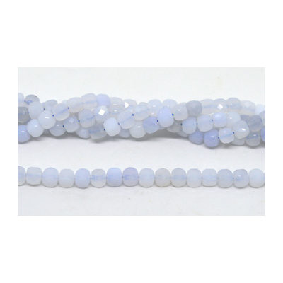 Blue Chalcedony Fac.Cube 7mm Strand 56 beads
